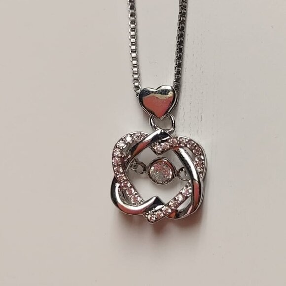 3/$30 Eternal Love Necklace Set Romantic Rhombus Zircon Pendant NWOT - Picture 4 of 4